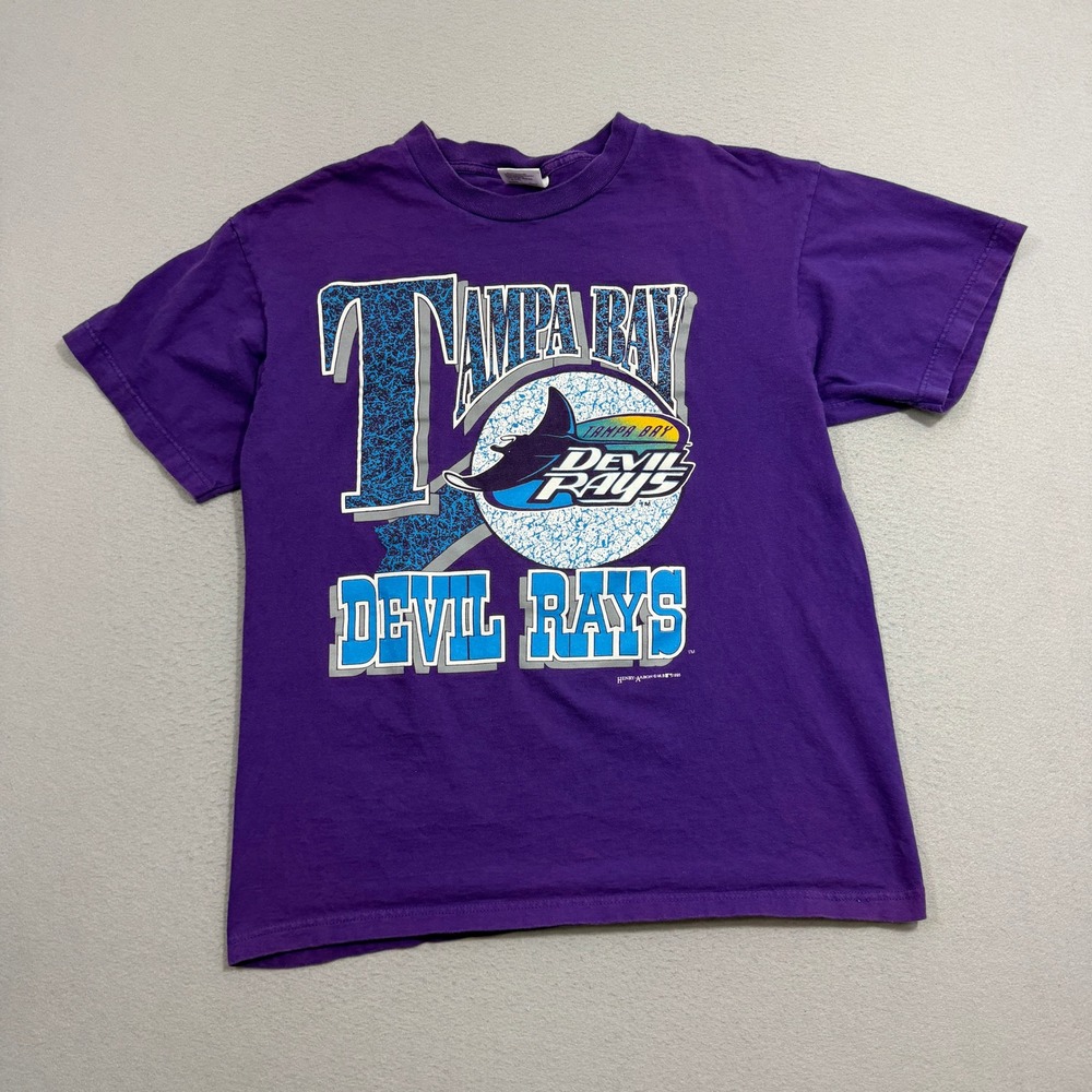 Vintage Tampa Bay Devil Rays Shirt Mens Extra Large Purple 90s MLB Baseball 1995